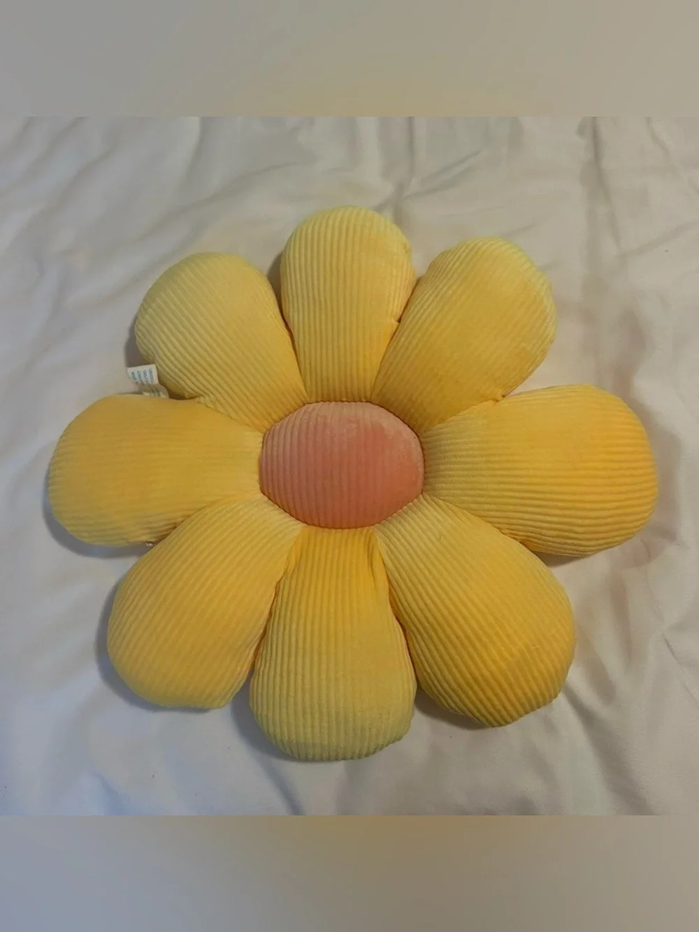 Yellow Flower Petal Decorative Pillow with Pink Center